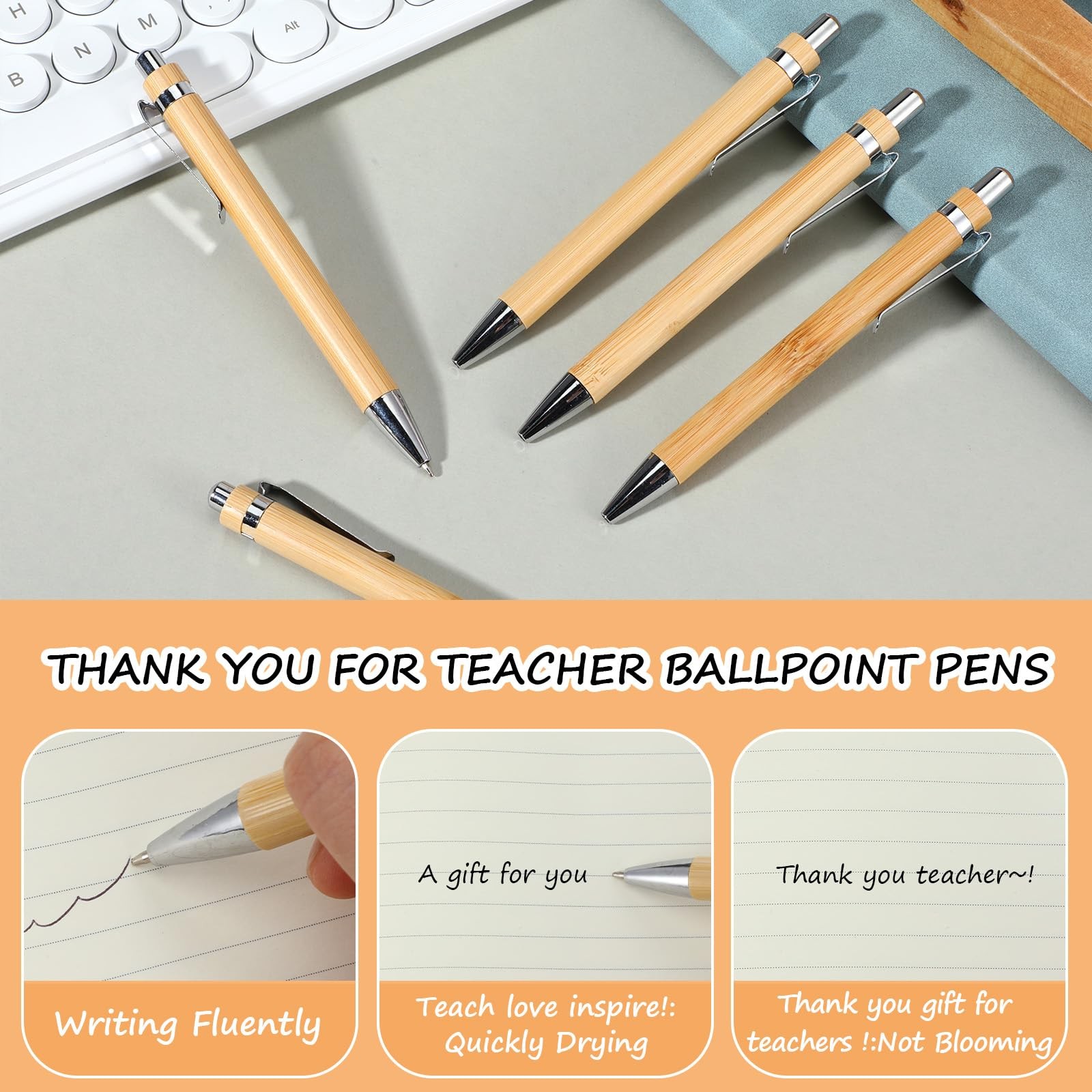 50Pcs Bamboo Pens, Bulk Wooden Pens, Engraving Wooden Ballpoint, Wood Natural…