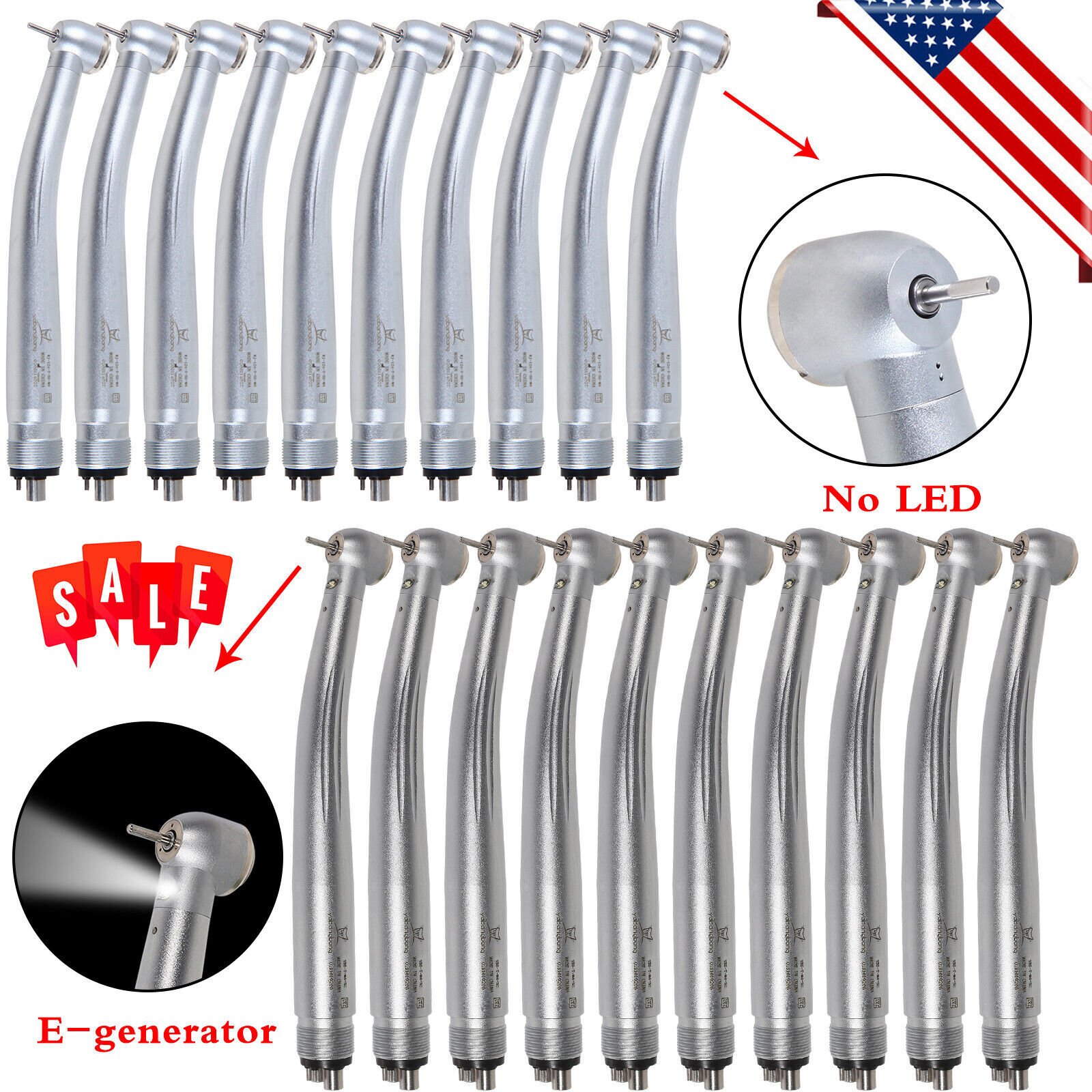1-10 Yabangbang Dental LED E-generator / High Speed Handpiece 4/2 Hole NSK Style