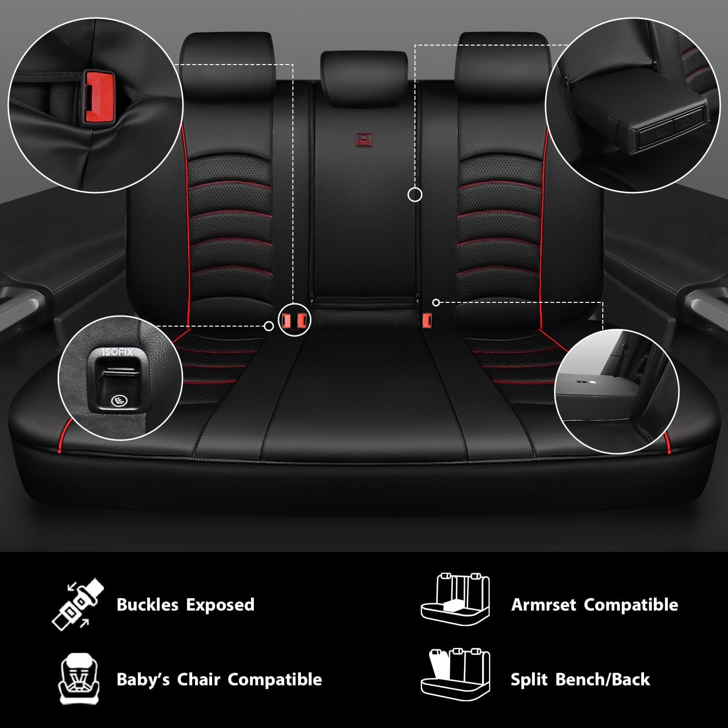 CAR PASS 3D Foam PU Leather Car Seat Covers, Universal Seat Covers Full Sets for