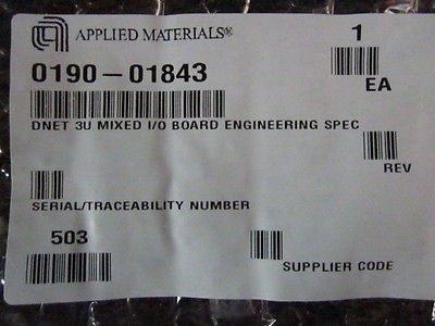 Applied Materials 0190-01843 DNET 3U MIXED I/O Board Engineering SPEC