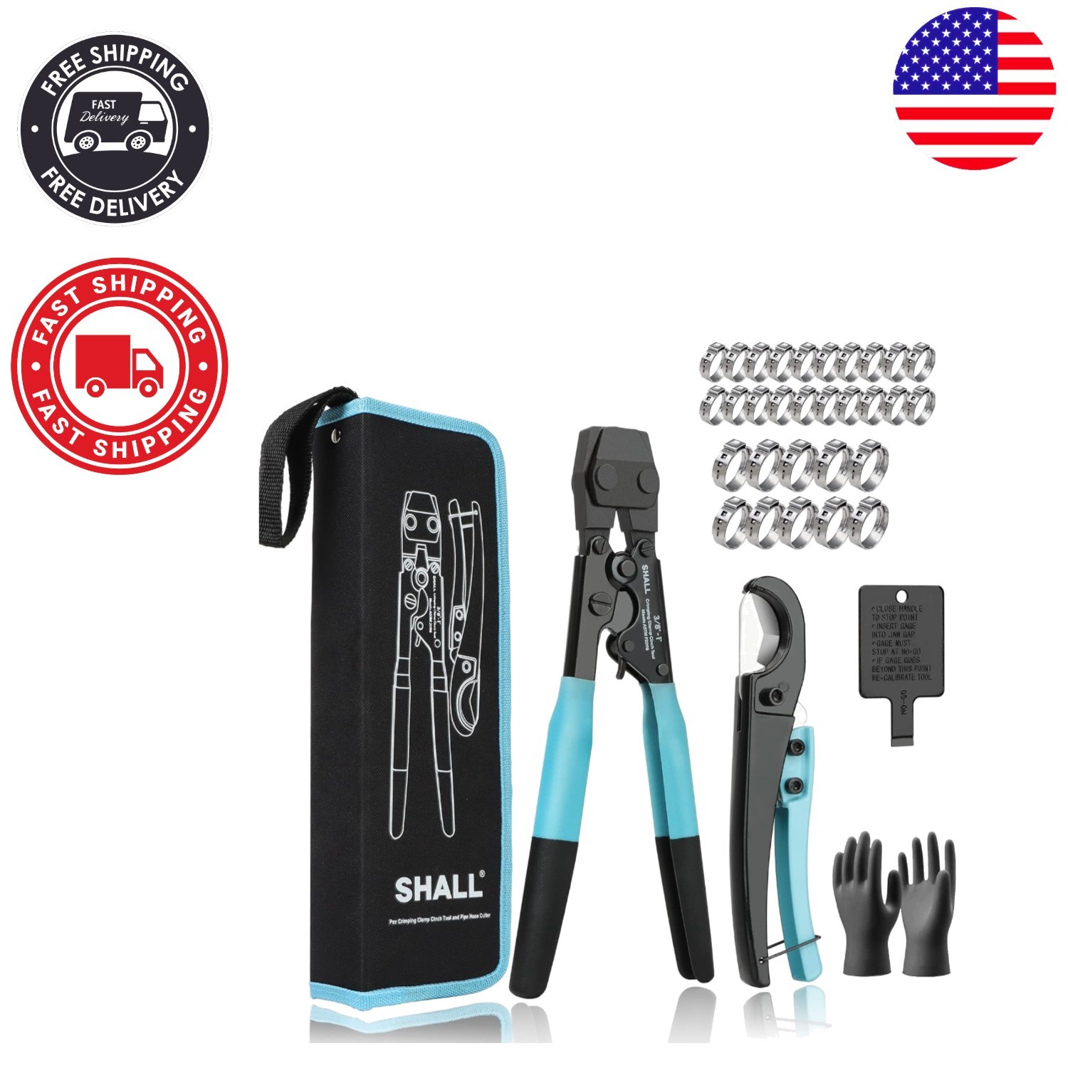 Complete PEX Crimping Tool Kit with Pipe Cutter & Clamps – ASTM F2098 Certified