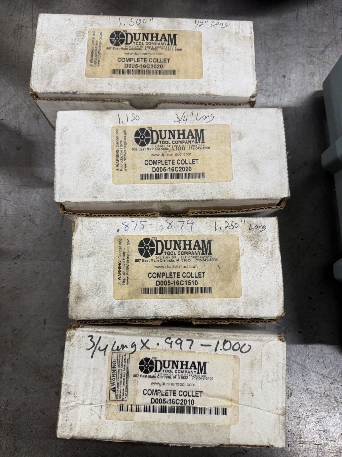 4 DUNHAM 16C INTERNAL EXPANDING COLLETS SEE PHOTOS FOR DETAILS