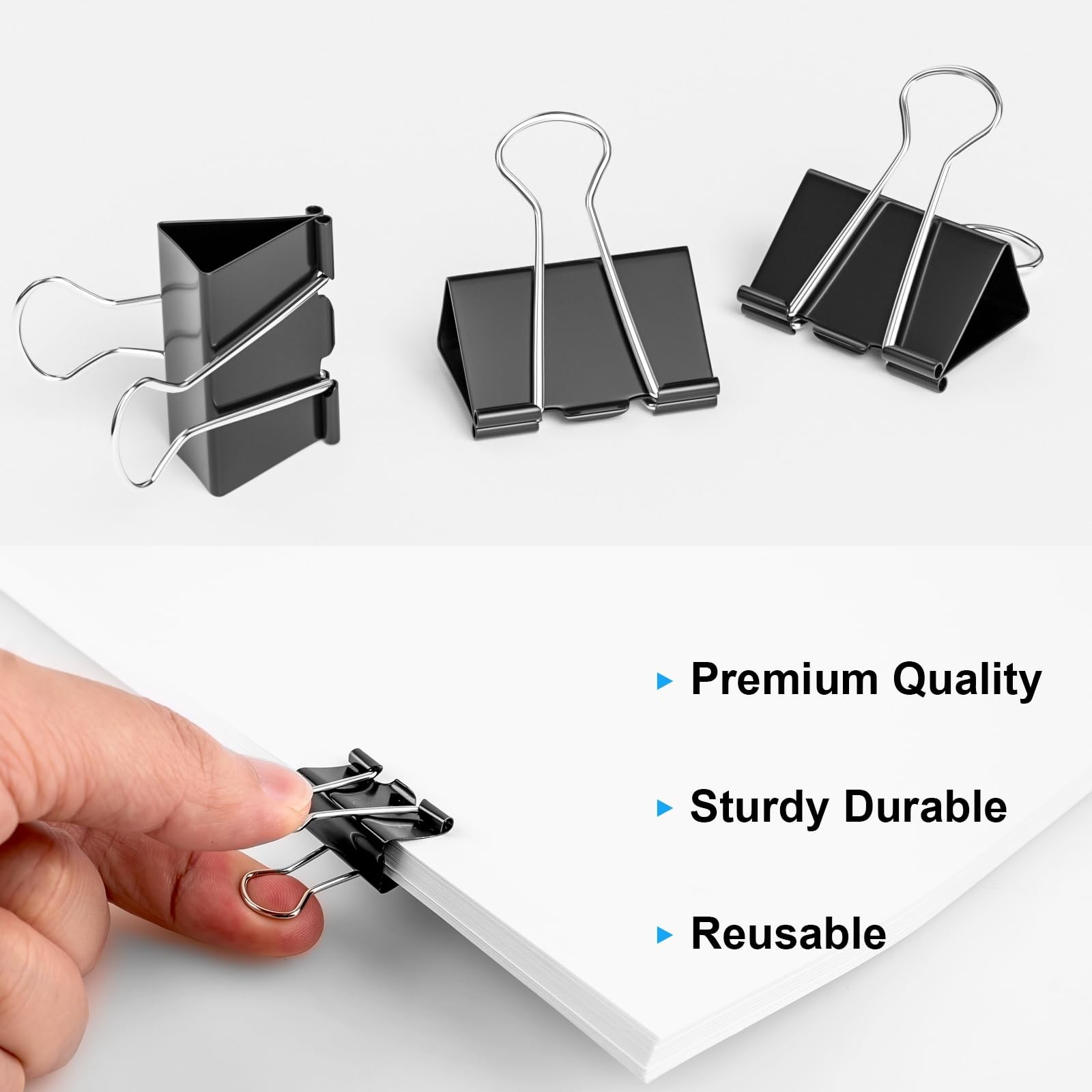 200 Count Binder Clips Assorted Sizes, 4 Sizes Large, Medium, Small, Mini, Metal