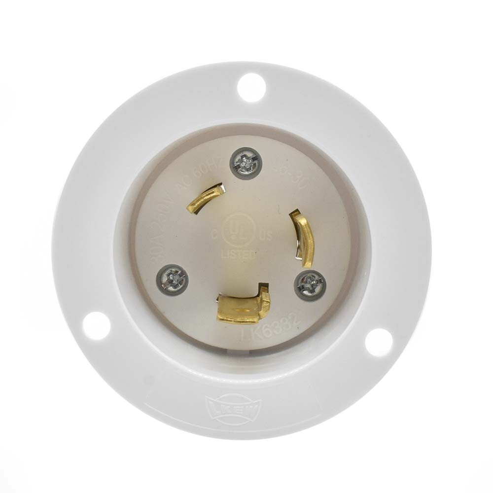 Twist Lock Flanged Inlet 3 Wire, 30 Amps, 250V, NEMA L6-30P – YGF169