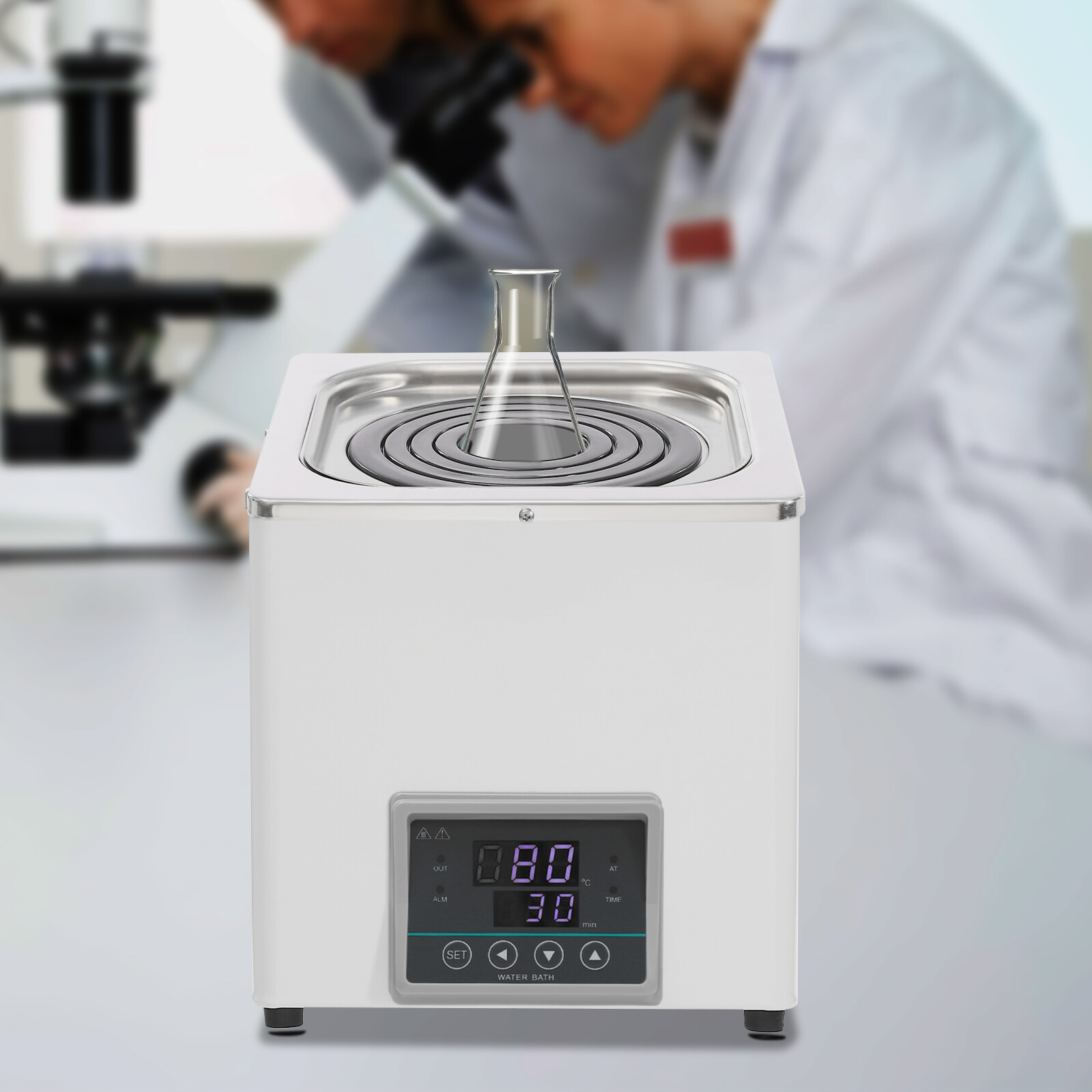 300W 3L Lab Water Bath Heater with Adjustable Lid and Safety Features