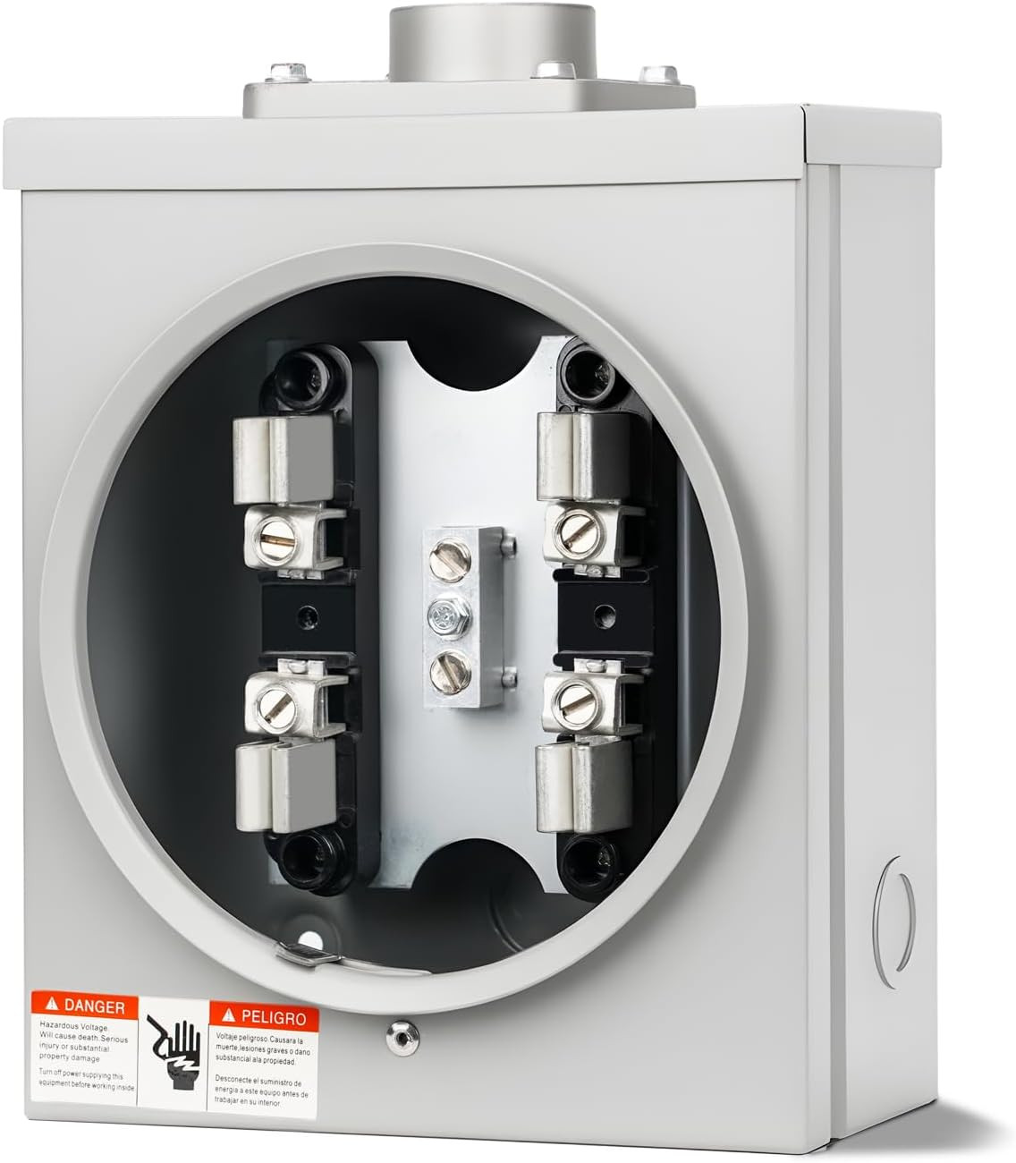 200 Amp Meter Socket, 4 Jaw Meter Base, 600V 3 Wire Ringless Type, with Horn Byp