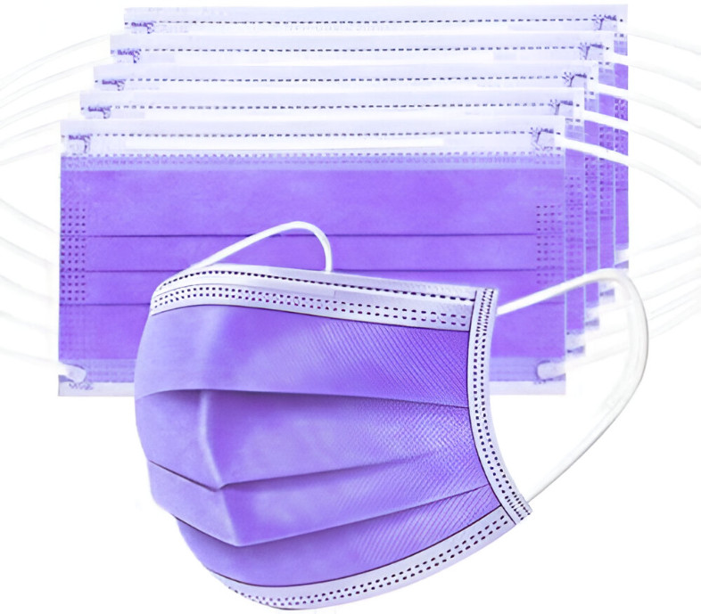 Face Mask Disposable Surgical Non-Medical Mouth Cover for Adults Children Purple