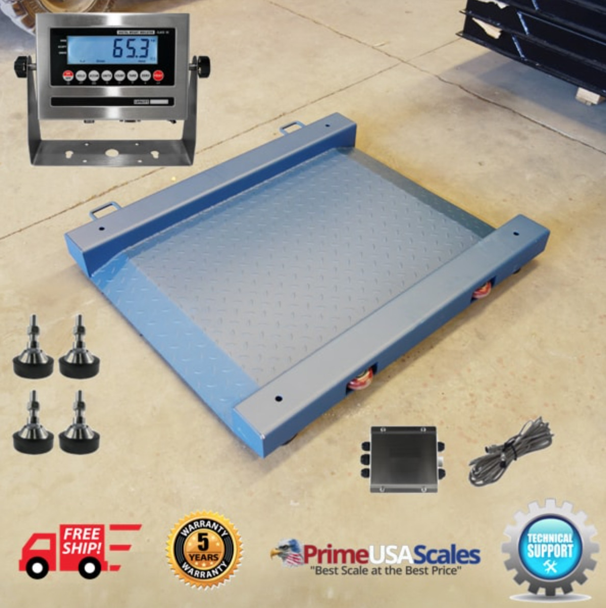 Prime OP-917 NTEP Drum Scale 38″ x 32″ x 3.5″ 1,500 lb x .5 lb 5 Yr Warranty
