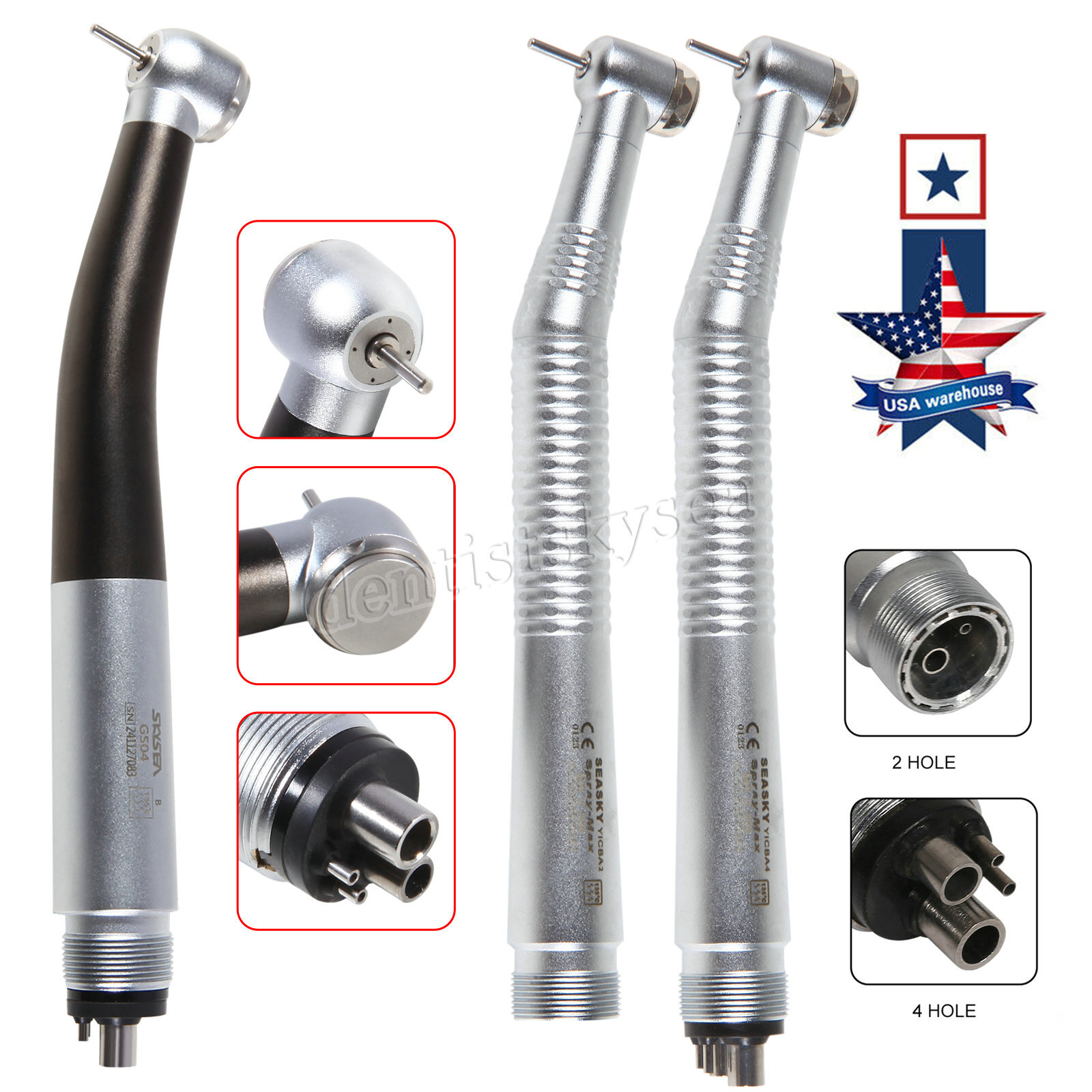 Dental LED Fiber Optic High Speed Turbine Handpiece Fit KAV NSK Coupler 2/4/6H