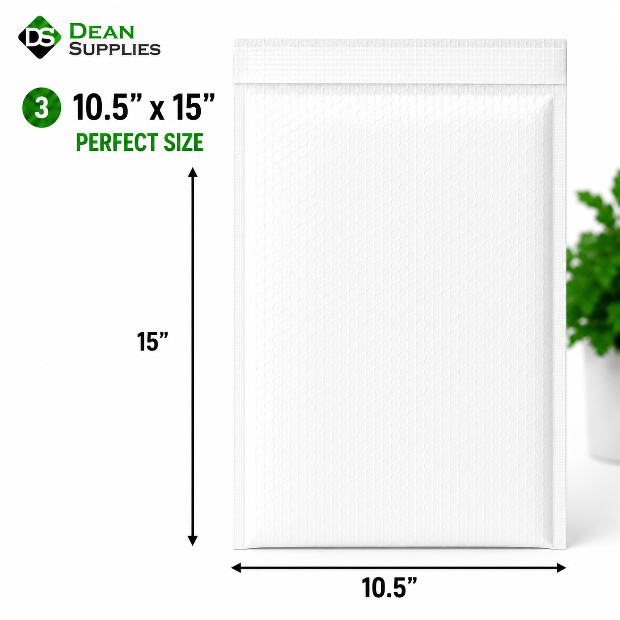 10.5×15 Bubble Mailers White 100 Pack Padded Shipping Envelopes Peel