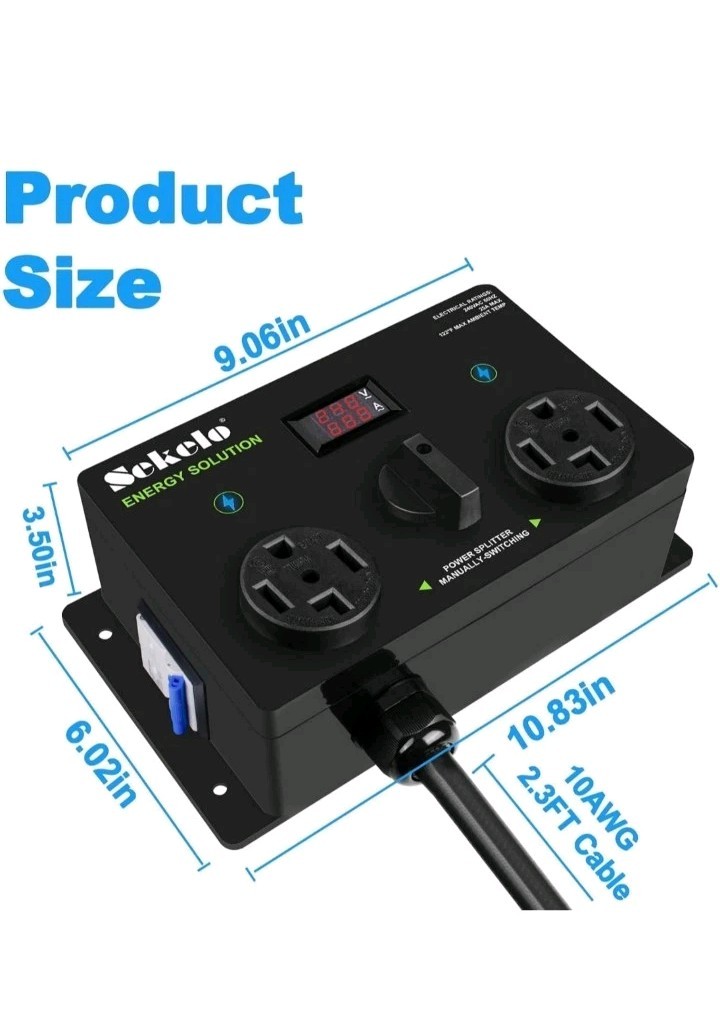 Manual EV Charging Switch for Dryer & EV, NEMA 14-30, 240V, 24A 5.76kW Max Po…