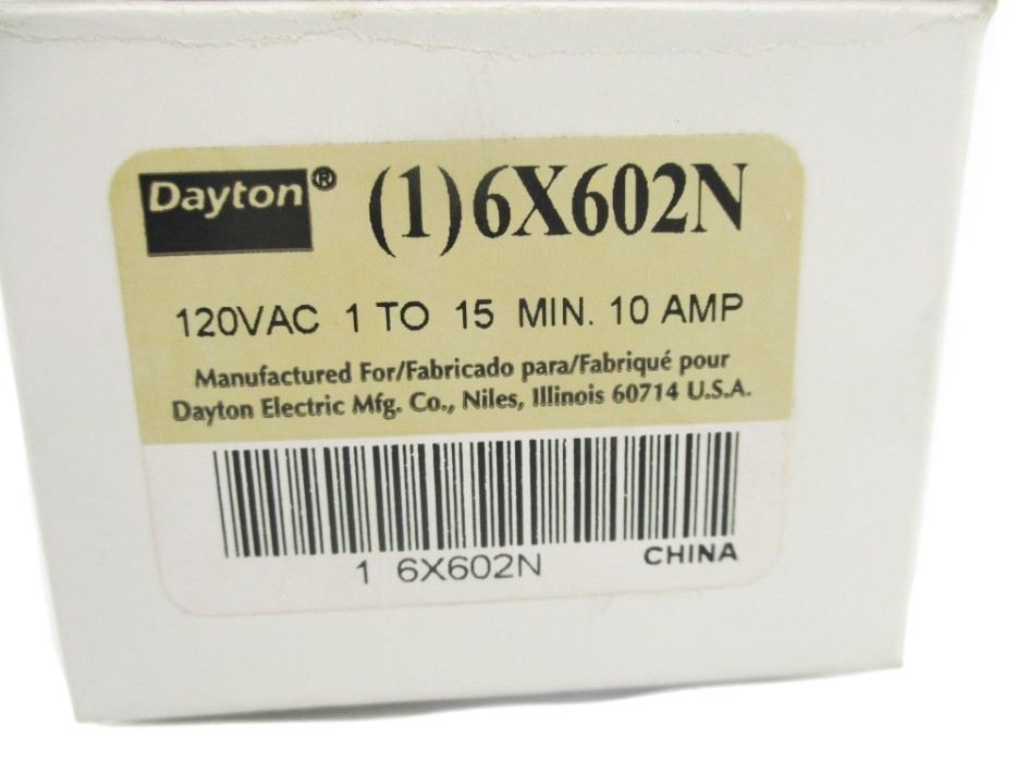 DAYTON 6X602N 120VAC 10A 1-15MIN. NSMP