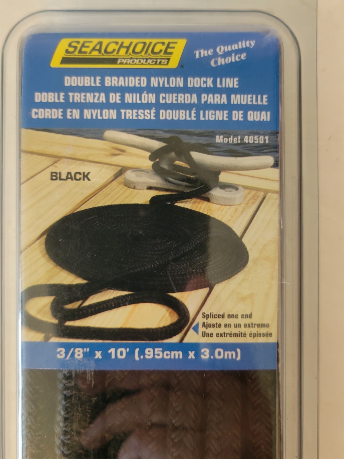 Seachoice 40501 Double Braid Nylon Dock Line Black 3/8-Inch x 10 Feet (NEW)