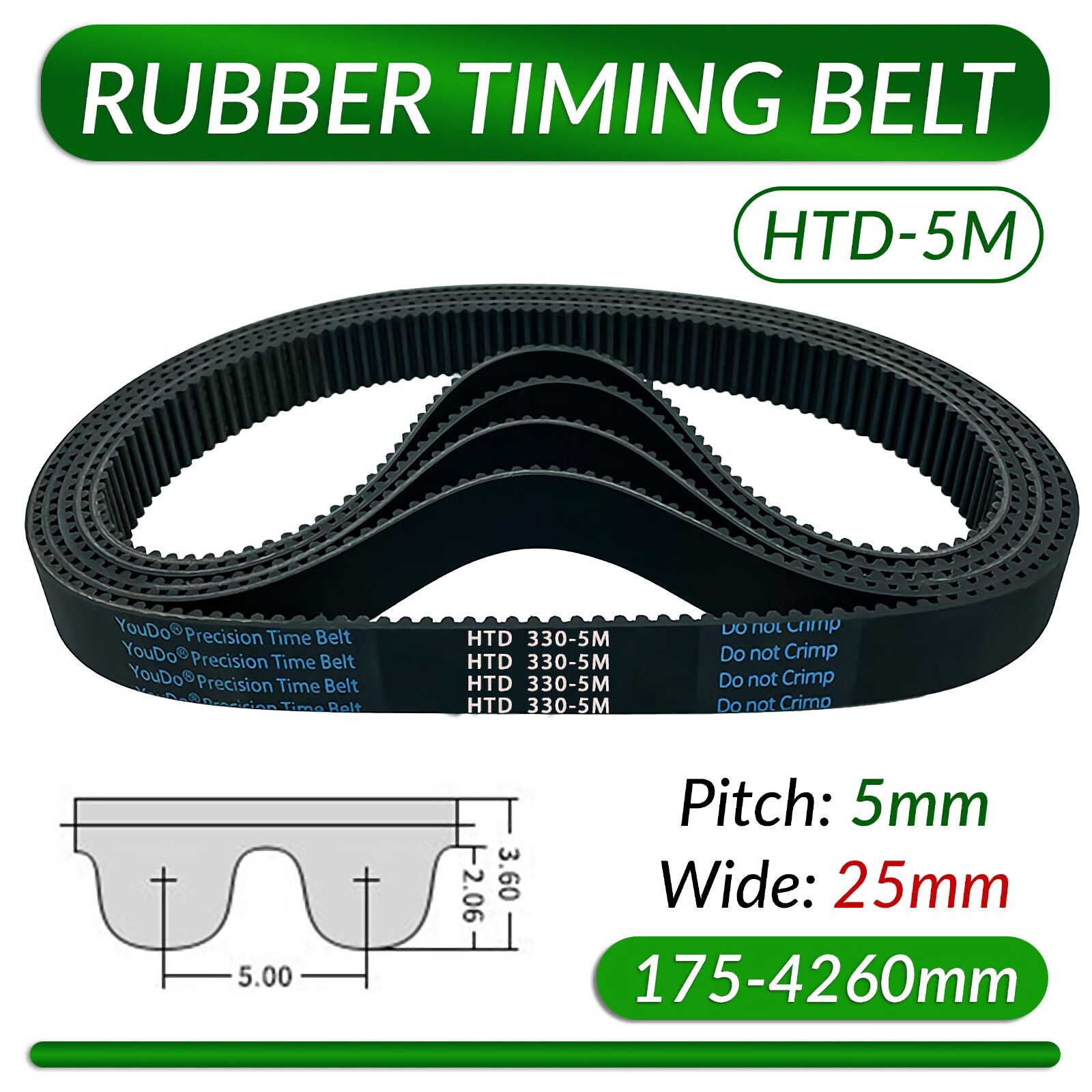 HTD Timing Belt 5M 5mm Pitch 25mm Wide CNC/ROBOTICS – Single Sided Toothed Belts