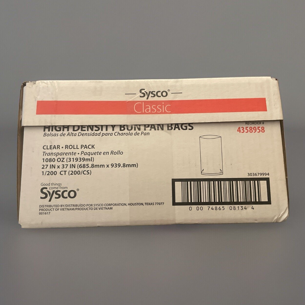 Sysco High Density Bun Pan Bags 27in x 37in 1/200 (200/CS) #4358958
