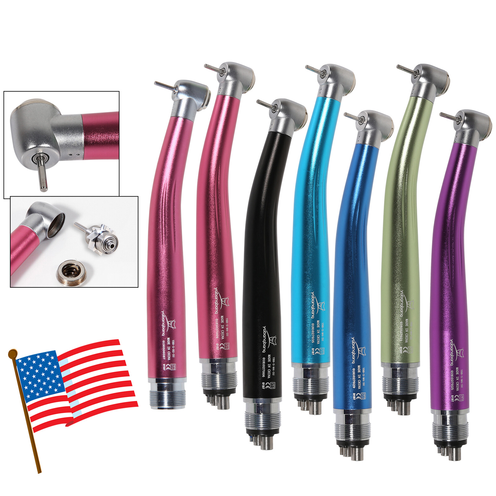 Dental Fast High Speed Handpiece Air Turbine Push Button 2/4Hole NSK Style Color