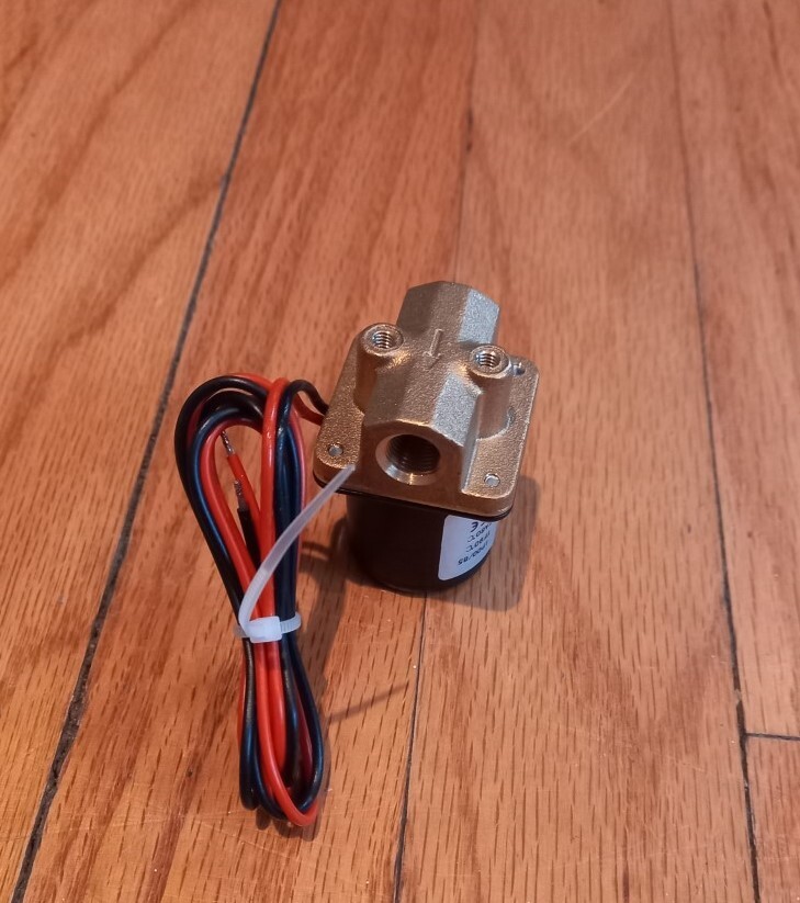 24v solenoid valve, gas, water, air, 1/8 NPT, normally closed, brass, for welder