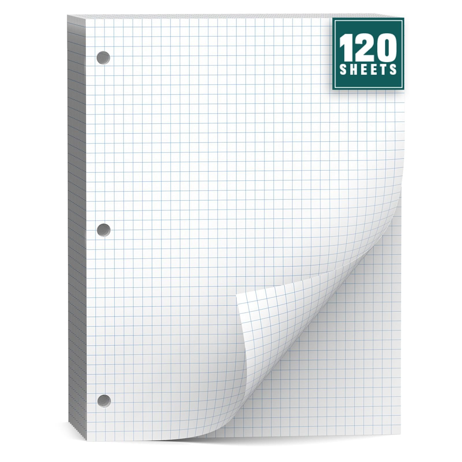 Loose Leaf Graph paper 8 x 10.5, Graph Ruled Paper, 3 Hole Punched Paper, 4 x…