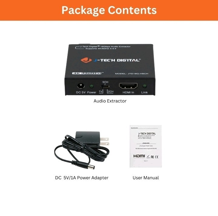 4K 60Hz HDMI Audio Extractor Converter SPDIF + 3.5MM Output Supports HDMI 2.0…