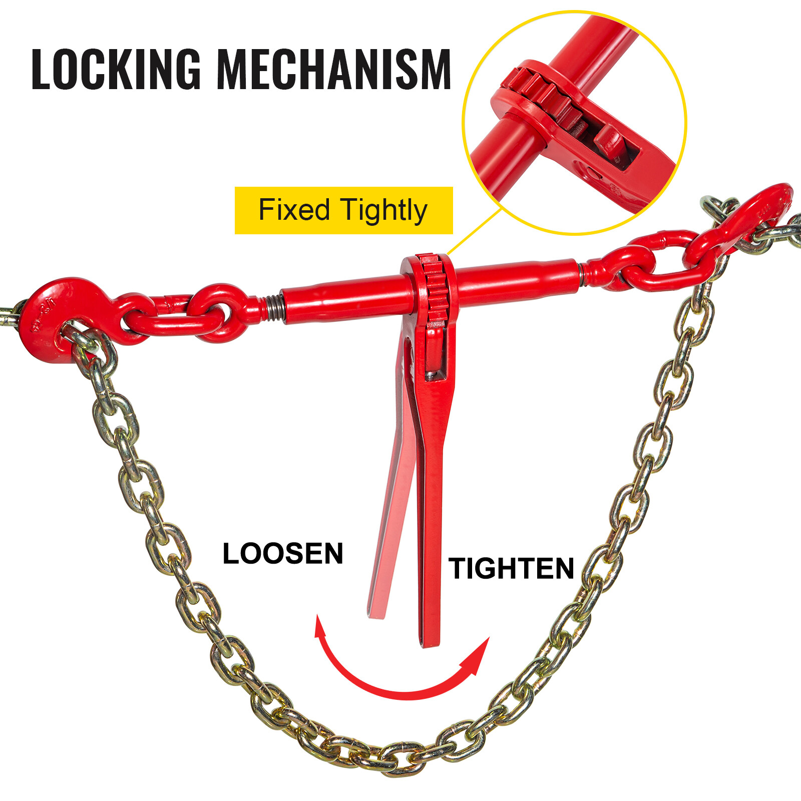 VEVOR 5/16″-3/8″ Chain Load Binder Ratchet 6600lbs WLL Chain Hook Tie Down 2PCS