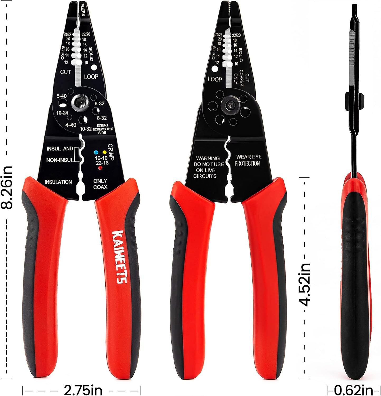 KAIWEETS Wire Stripper 10-22 AWG Splicer Cable Red and Black