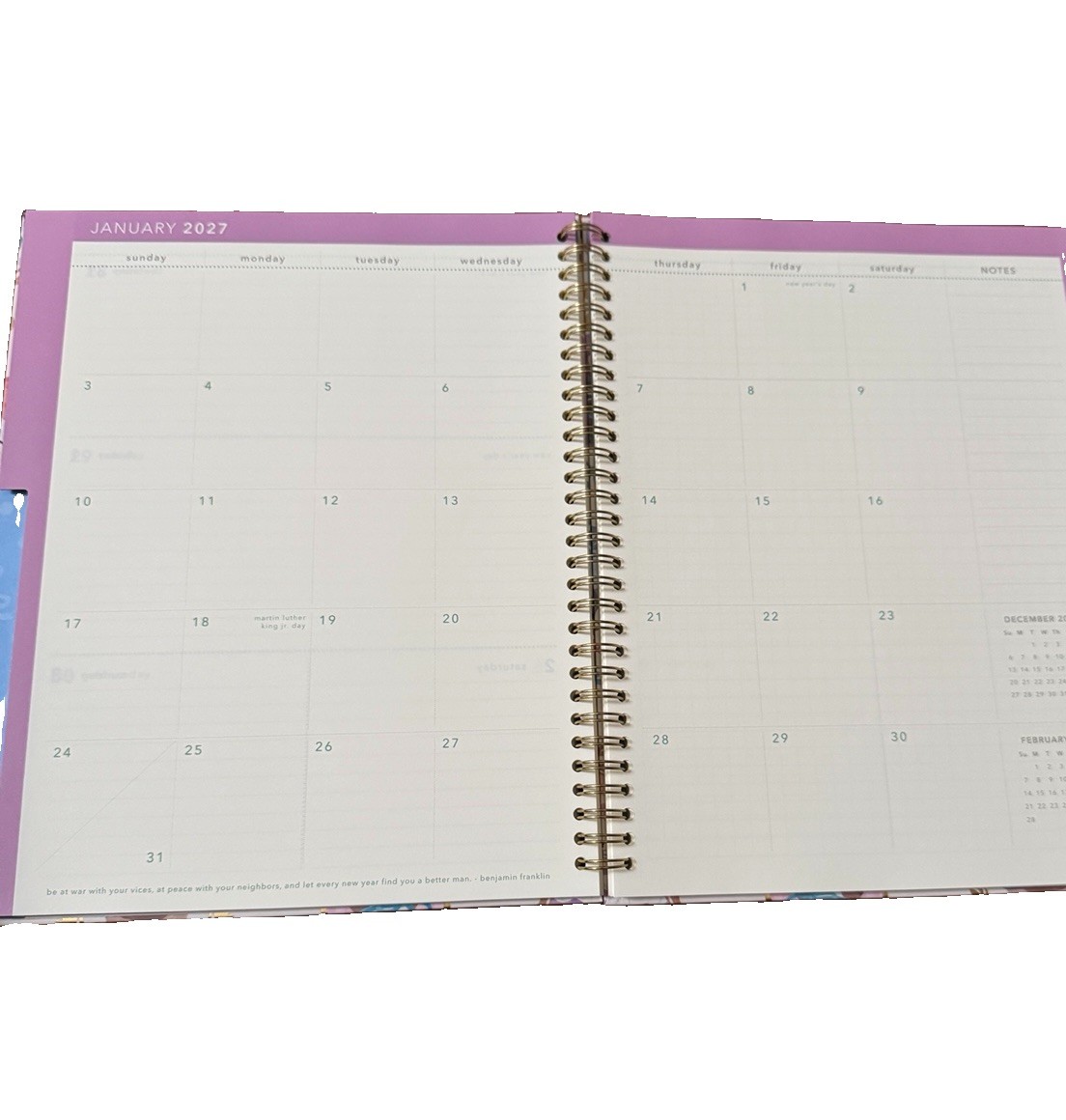 2027 Clementine 12 month Floral Planner July 2026-June 2027 11×9” Notebook Size