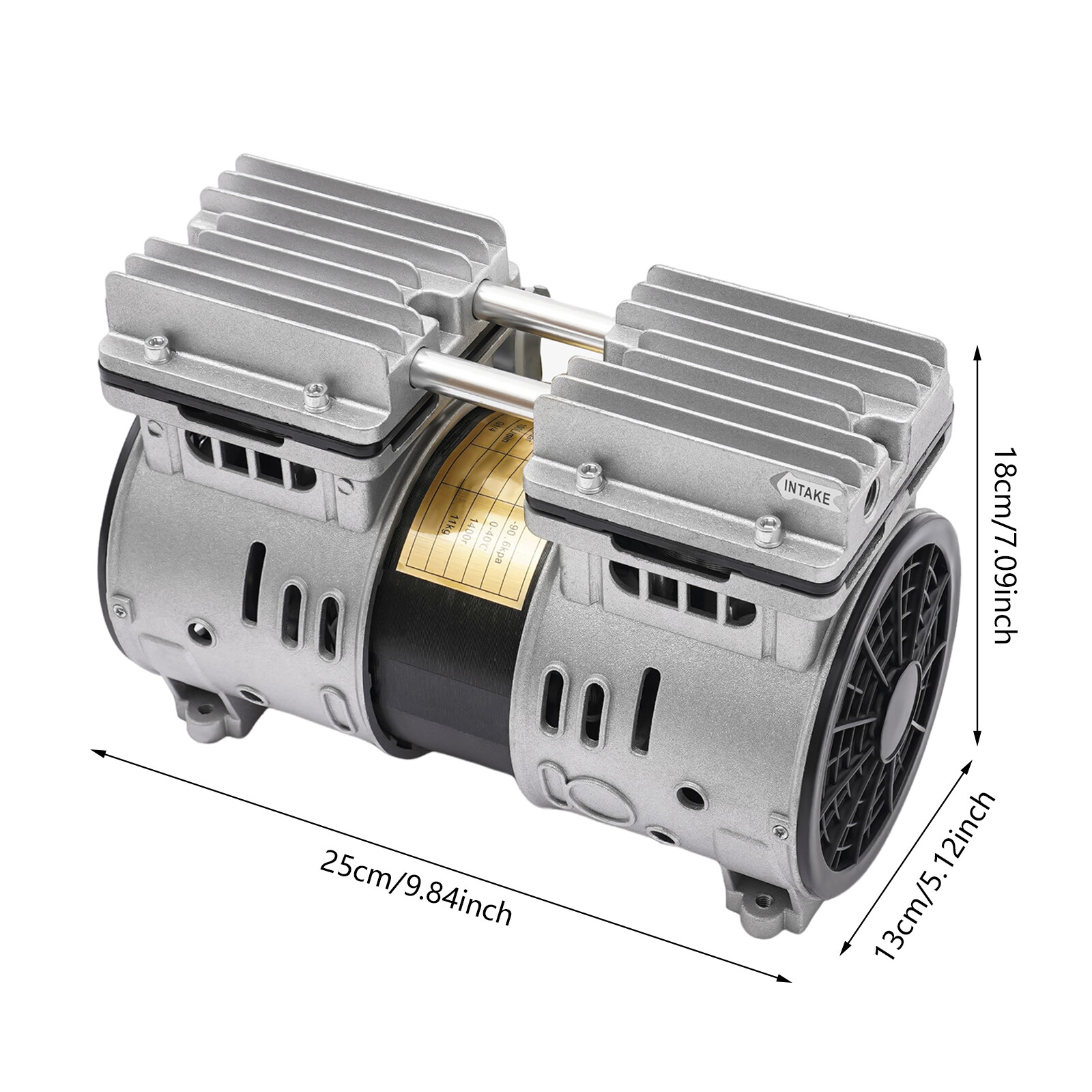 3.5CFM Oil-Free Vacuum Pump Industrial Piston Vacuum Pump 100L/min 370W 8bar110V
