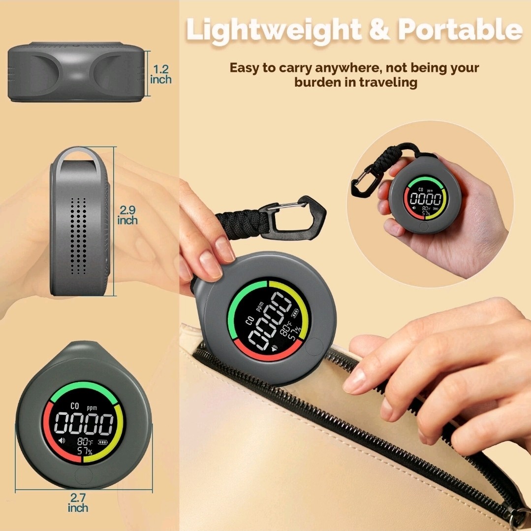 MOES Mini Carbon Monoxide Detector Portable Temp/Humi/CO Meter Travel Camping RV