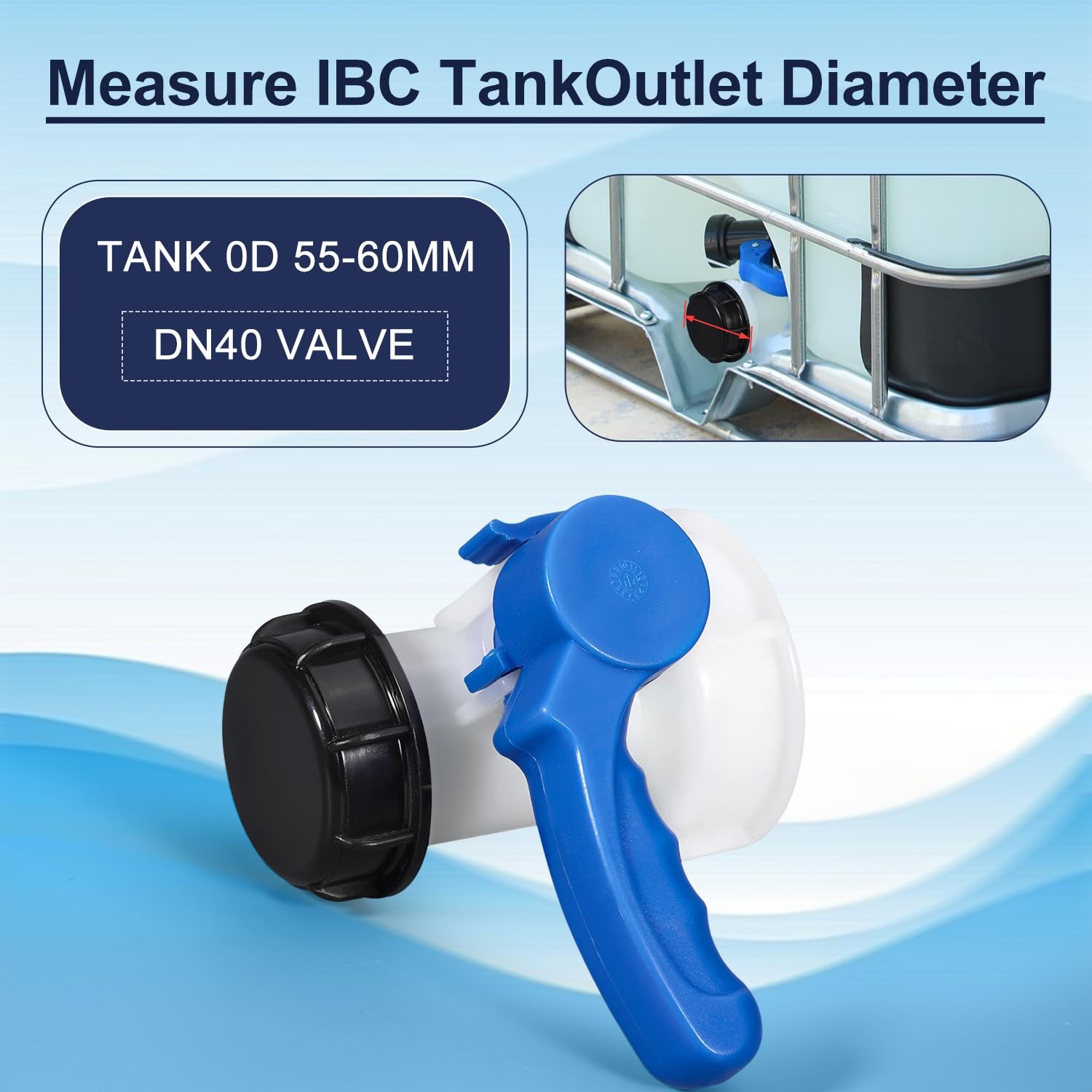 IBC Tote Valve, 2.4″» Coarse Thread IBC Tote Adapter, 62mm DN40 Heavy Duty To