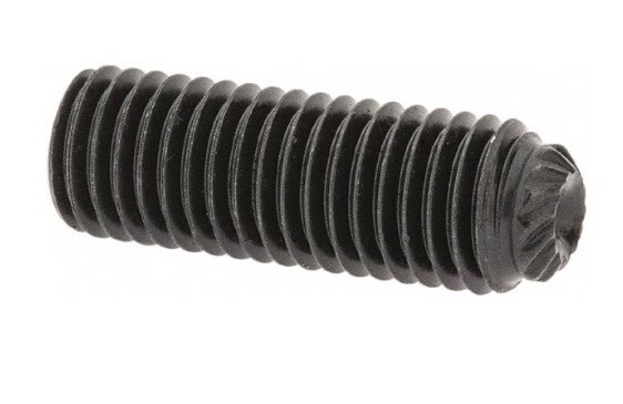 UNBRAKO Set Screw: 1/4-28, 3/16″ Overall Length, Knurled Cup Point, Alloy Steel,