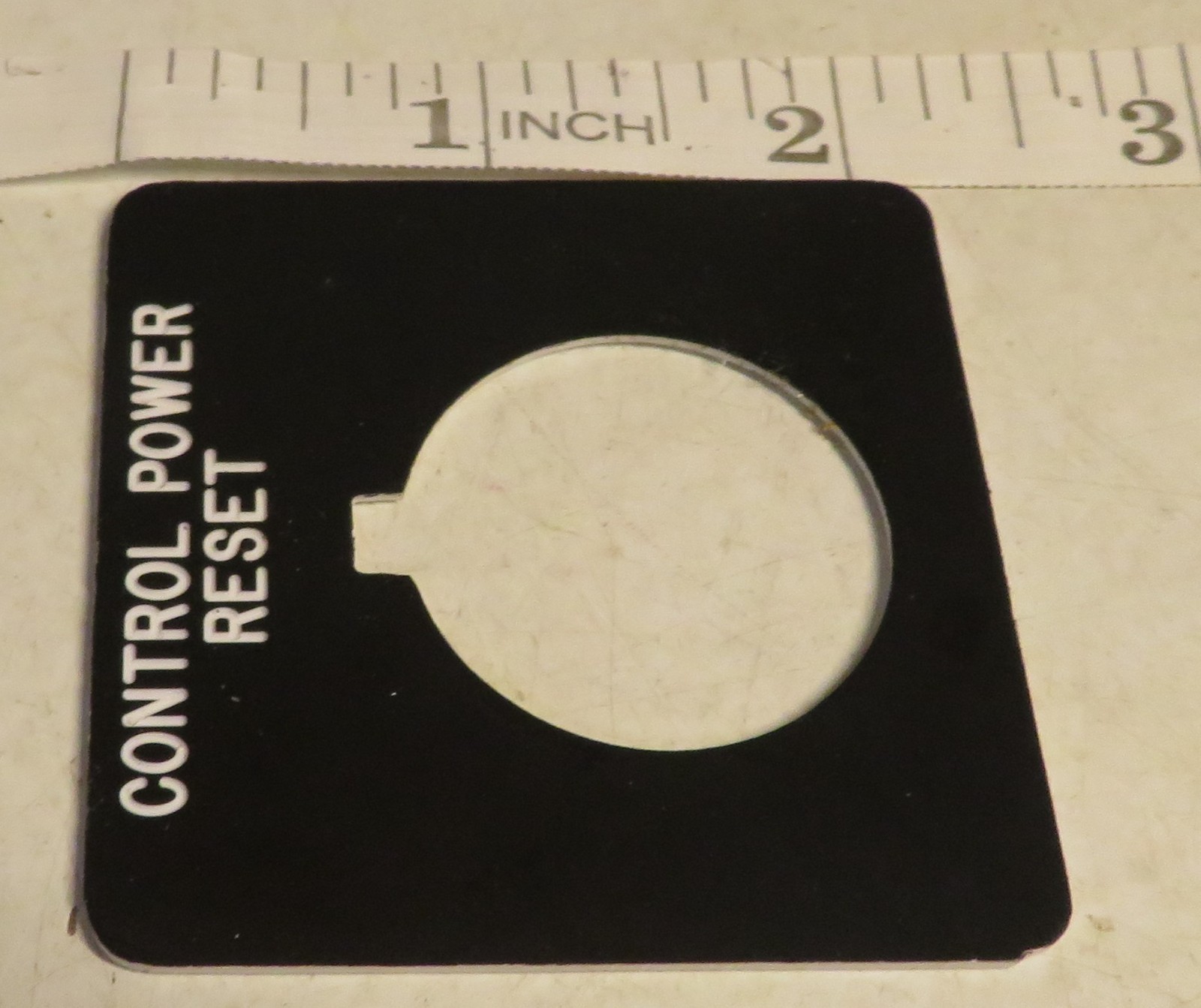 CONTROL POWER RESET WARNING LEGEND PLATE 2-1/4″ PLASTIC LAMACOID WARNING Unbrand