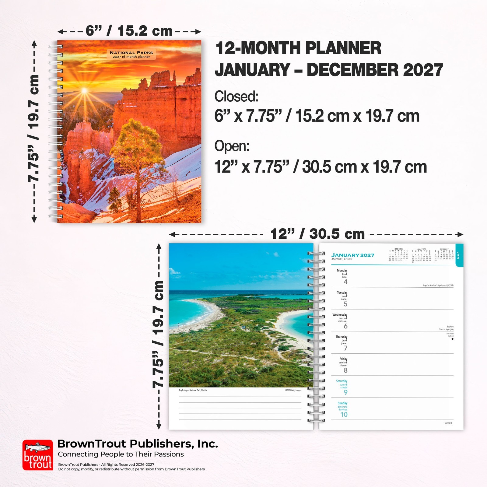 National Parks | 2027 6×7.75″ Spiral-Bound Wire-O Engagement Planner Calendar