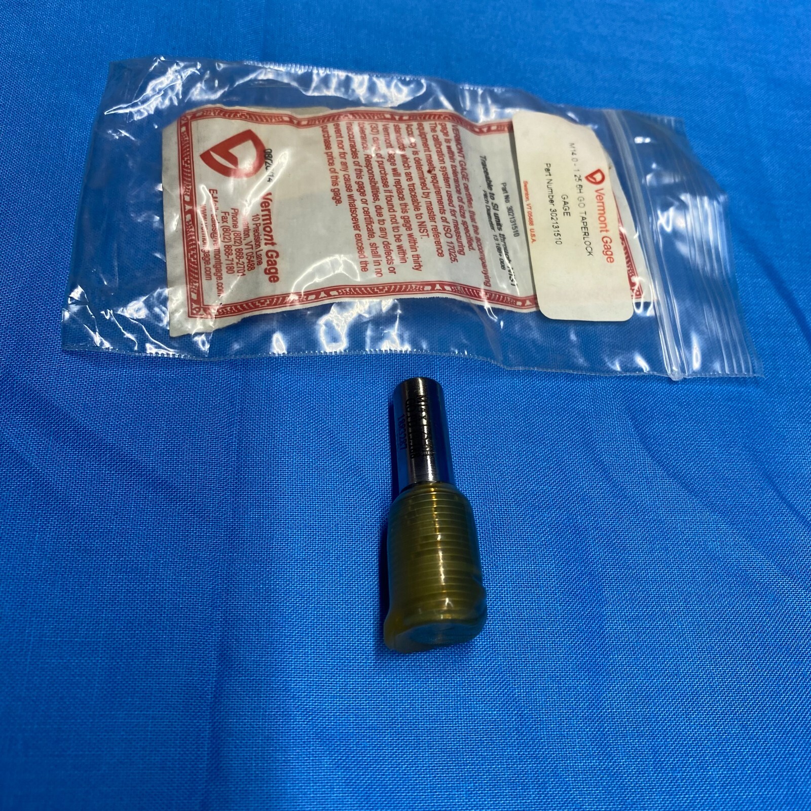 VERMONT GAGE TAPERLOCK GAGE 302131510 M14.0-1.25 6H LENGTH:1-7/8IN DIA:5/8IN