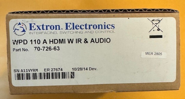 EXTRON WPD 110 A HDMI W IR & Audio 70-726-63 Complete Brand New IN BOX ALL PARTS