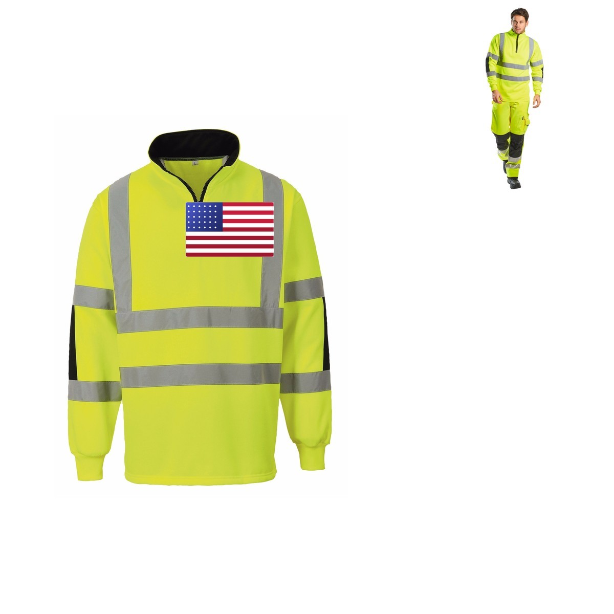 Portwest Xenon Rugby Sweatshirt Pullover Jumper Safety Reflective Work Wear