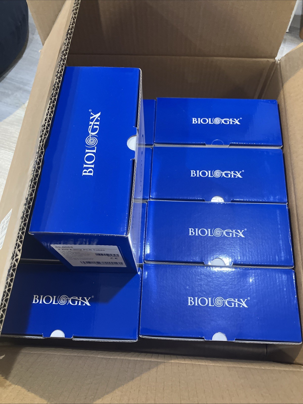 Biologix 60-0088 0.2ml 8-Strip PCR Tubes w/Flat Caps Clear 125/Pk RNase DNase Fr