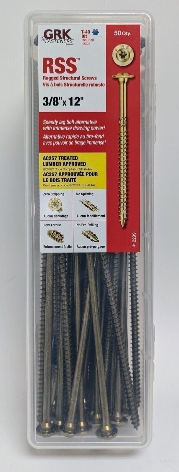 GRK RSS3812HP RSS 3/8″ x 12″ Rugged Structural Screws – 50 Count