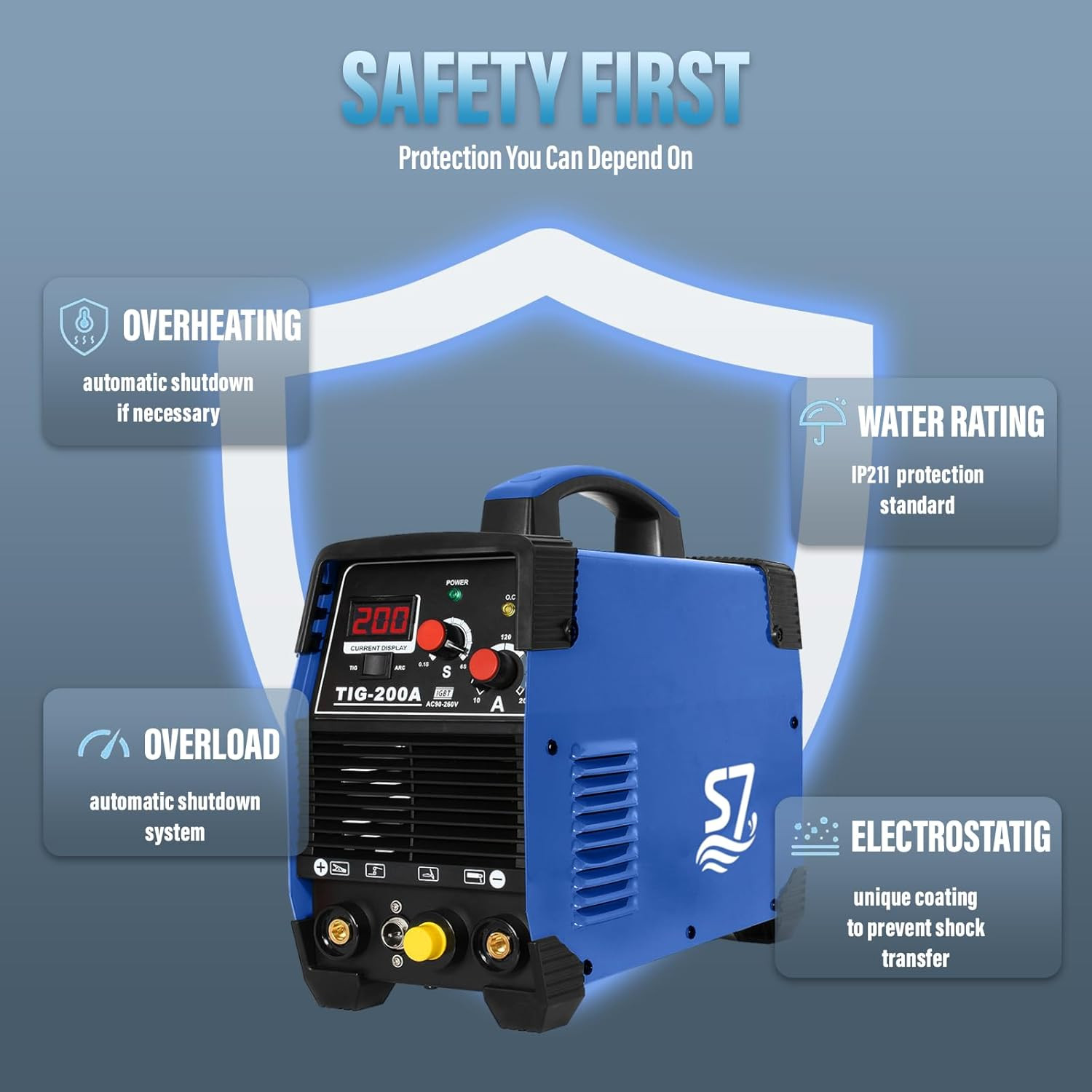 200A HF Start TIG Welder, DC TIG and Stick Welder, 110V/220V Dual Voltage Portab