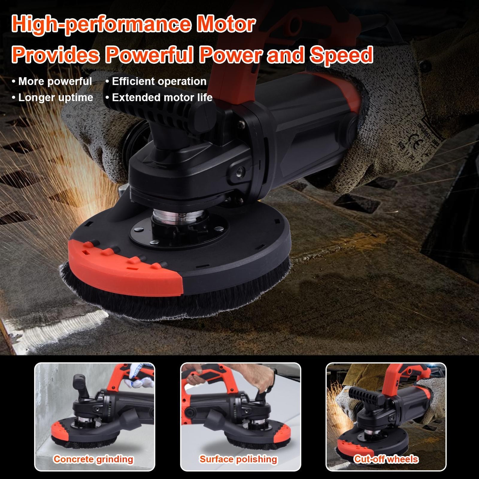 1800W Concrete Surface Grinder, Angle Grinder Kit Floor Grinder