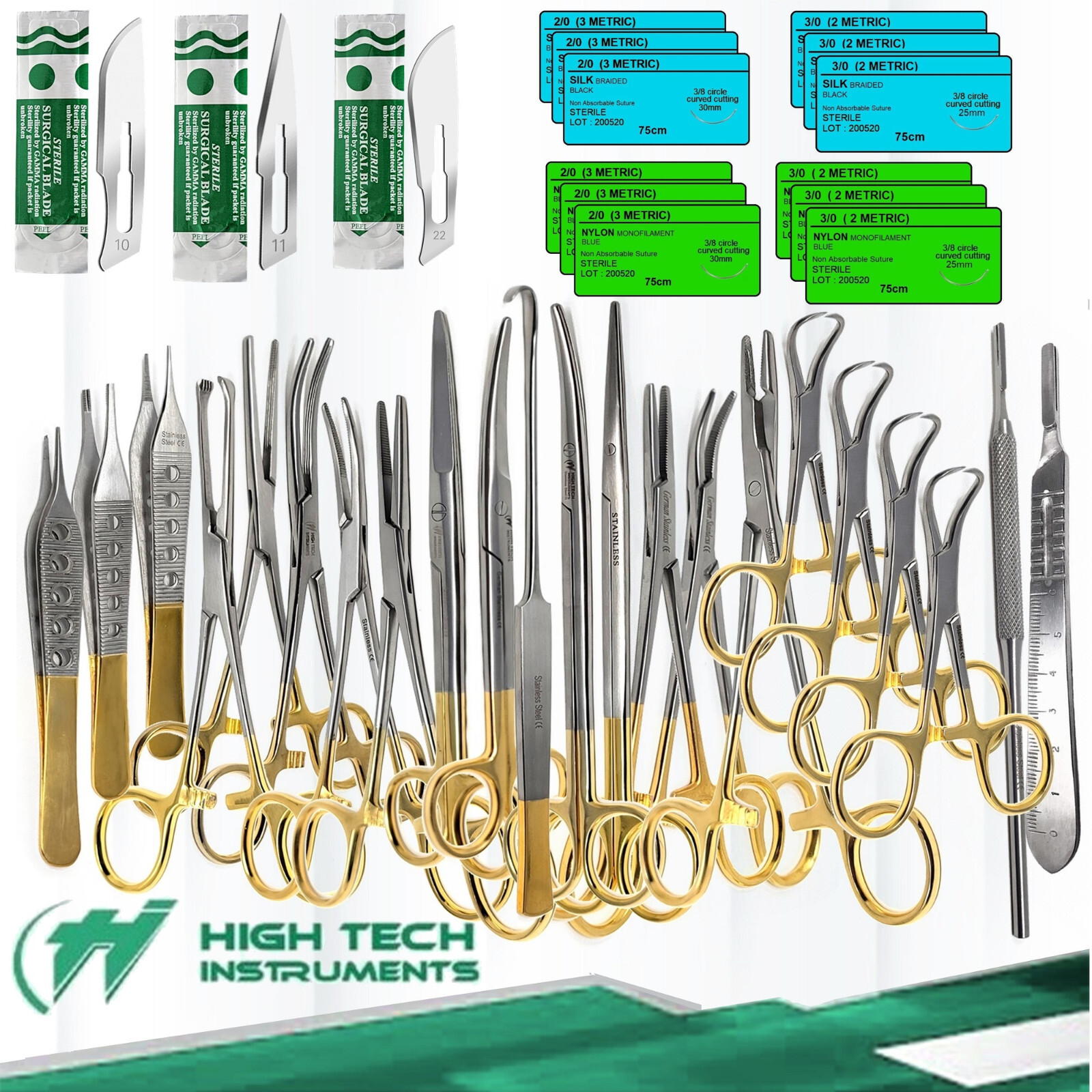 122 Pc Feline Spay Pack Set Kit Stainless Surgical Veterinary Instruments – GOLD