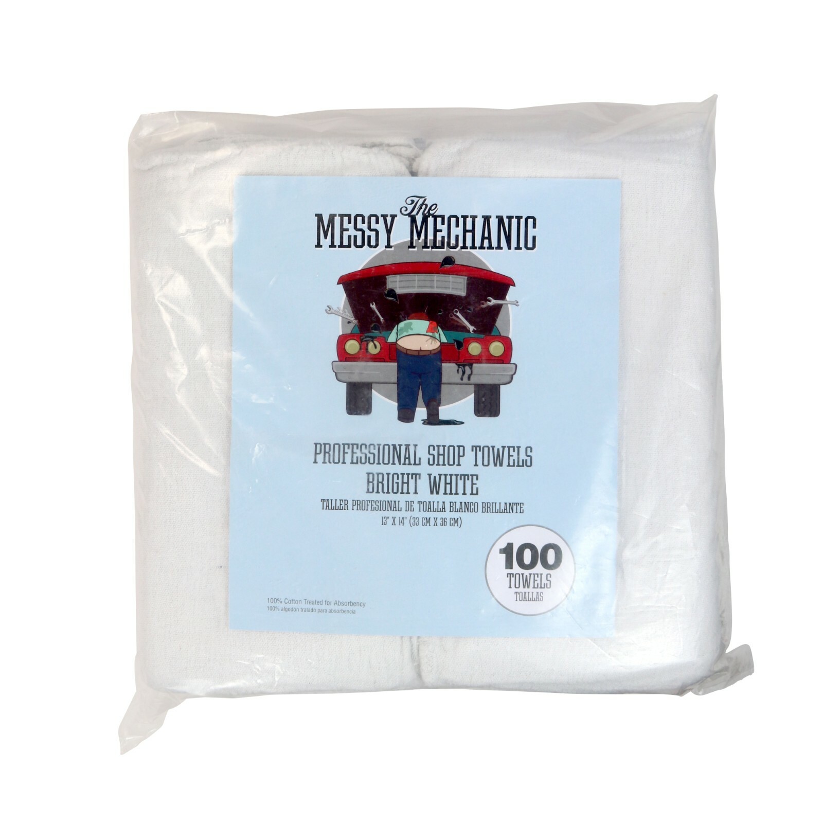 Bulk Lot of 100 White Shop Towels 12″ x 14″ Cleaning Rags Homes Cars Reusable