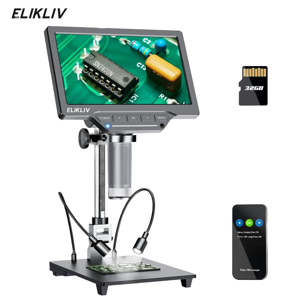 Elikliv’s Digital Microscope EDM201 SE IPS screen 10X-1200X Zoom 12MP 26cm