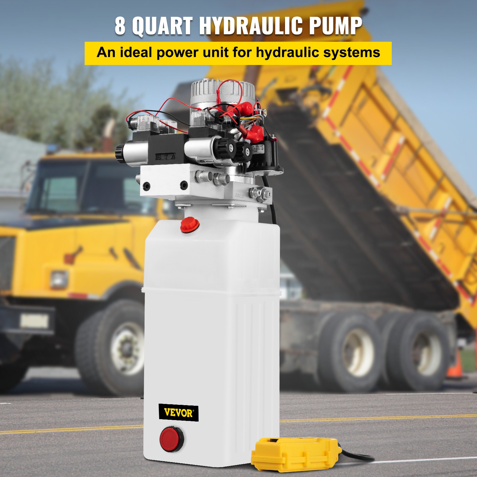 VEVOR 12V DC Double Acting Double Solenoid Hydraulic Power Pack 8L Tank ZZ004235