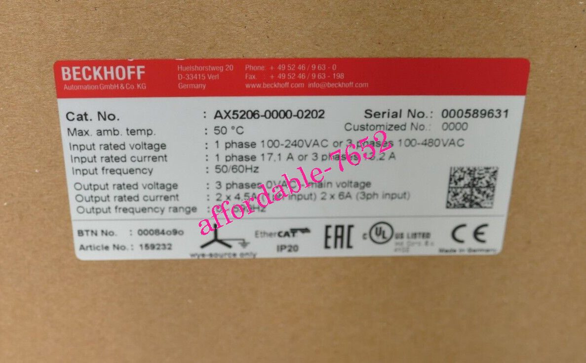 NEW AX5206-0000-0202 Beckhoff Servo Drive AX520600000202 FedEx or DHL or UPS