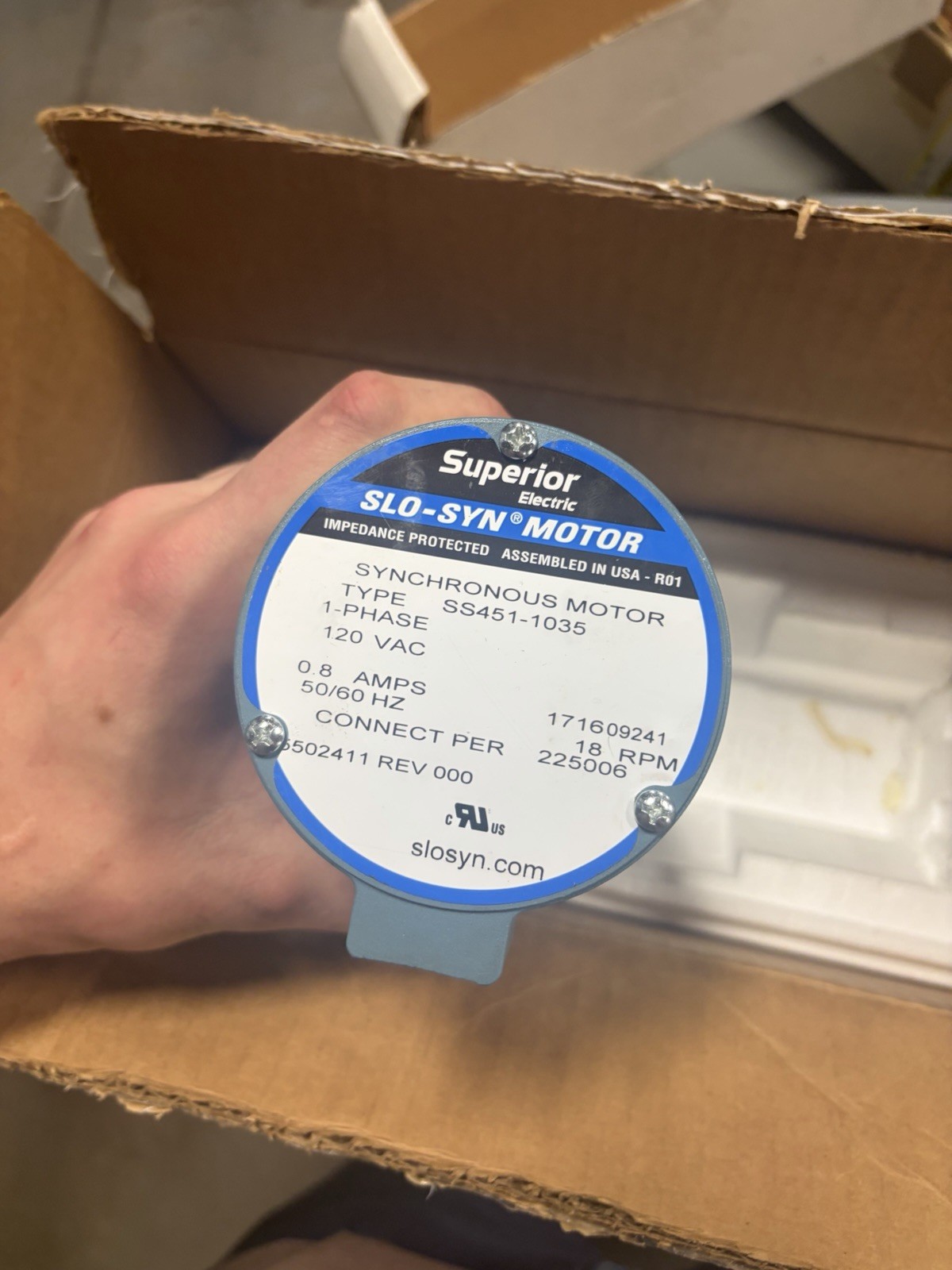 NEW NON ORIGINAL BOX Superior SS451-1035 Slo-Syn Synchronous Motor 120VAC 18RPM