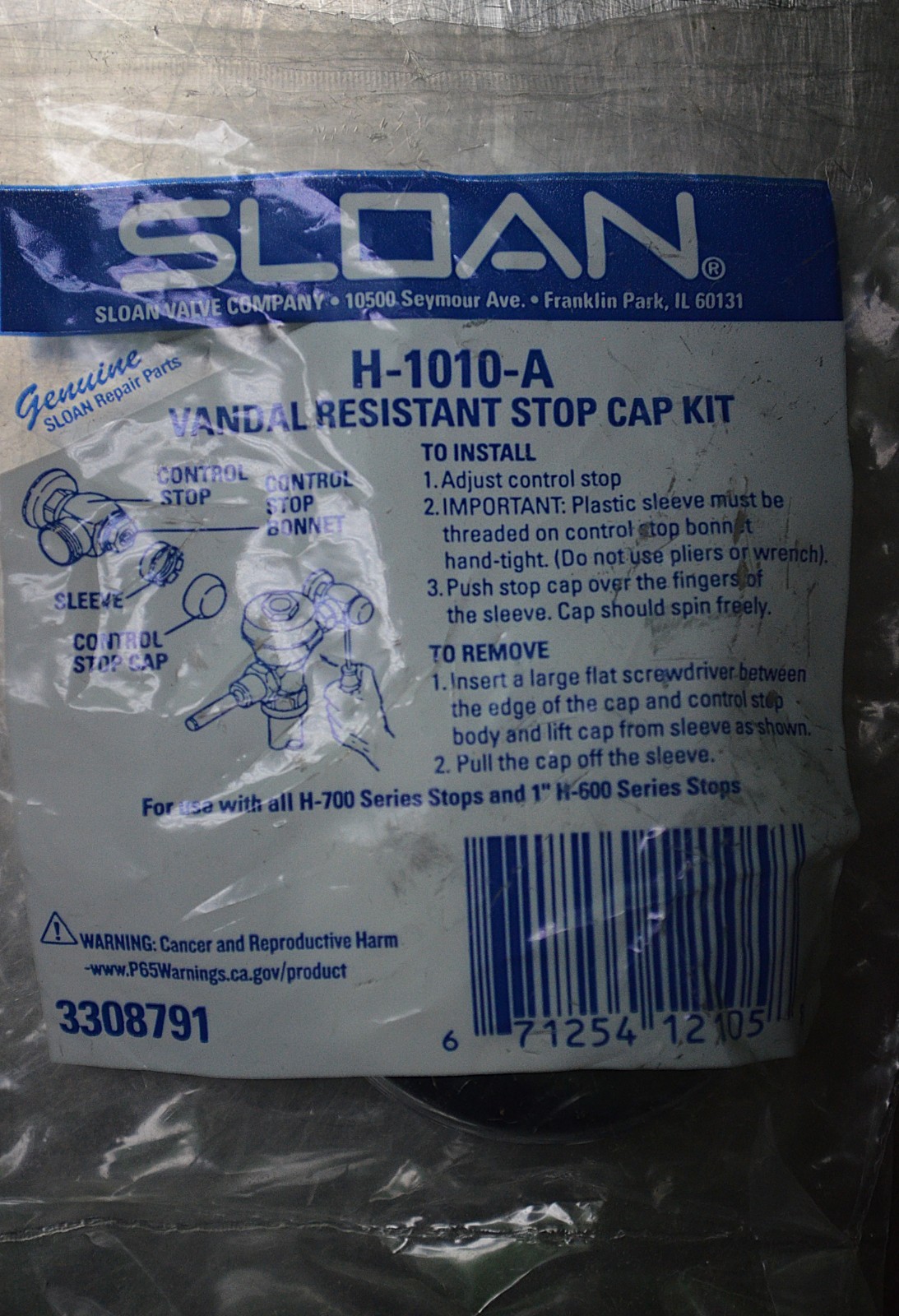 Sloan 8186-0.125 Exposed Battery Operated Sensor Urinal HEU Flushometer Mod 8100