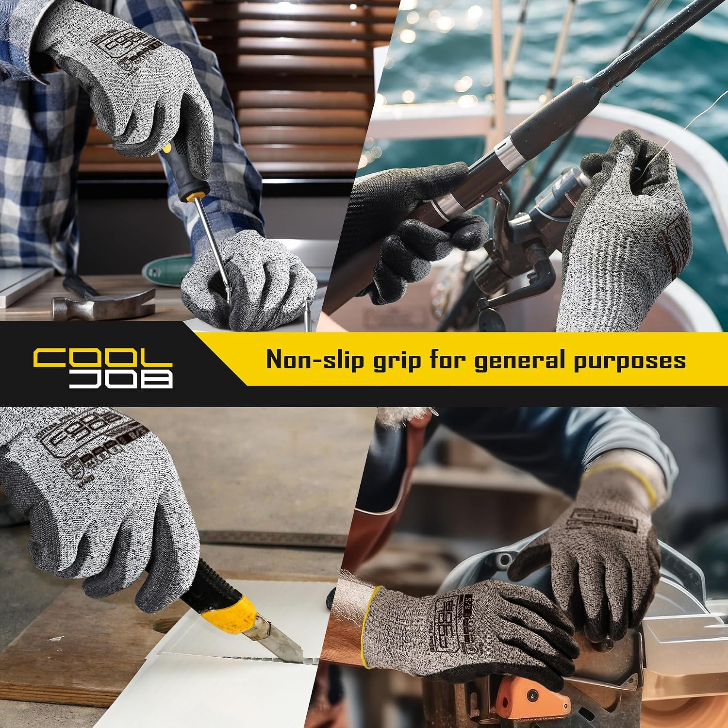 12/120 Pairs Cut Resistant Work Gloves PU Coating, ANSI A2 A4 A6 A9