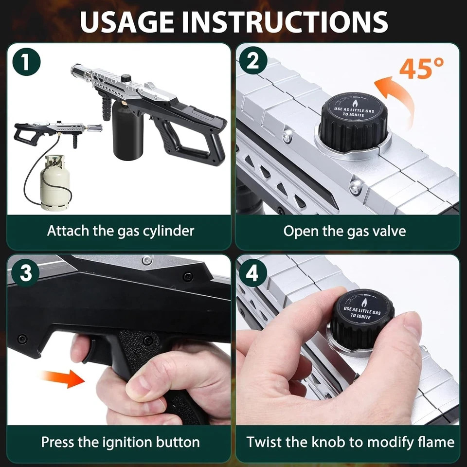 Muphop Powerful Propane Torch Gun, Flamethrower Gun with Adjustable Flame, Bl…
