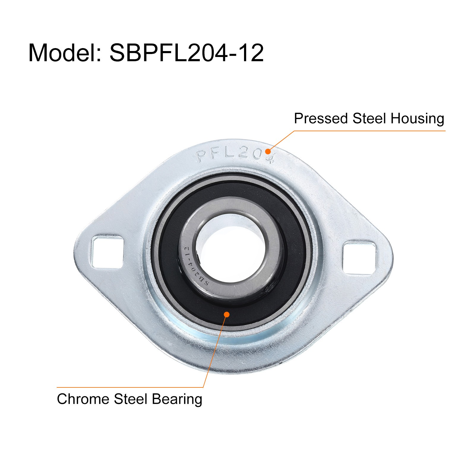 3/4″ Bore Pressed Steel Two Bolt Bearing SBPFL204-12 Wrench New