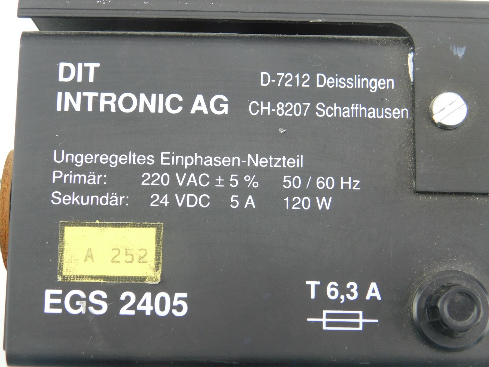 Single Phase Transformer DIT INTRONIC EGS 2405 220V AC+5% 50/60 Hz